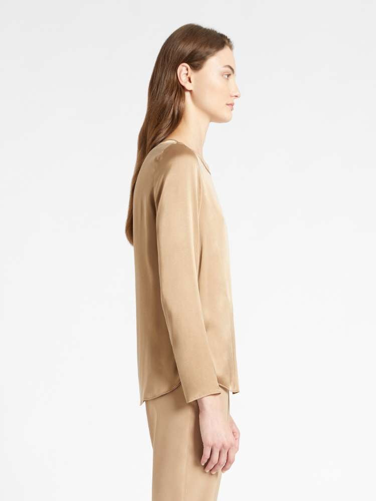 Max Mara Moldava Long-Sleeved Silk-Blend Top With Elegant Silhouette