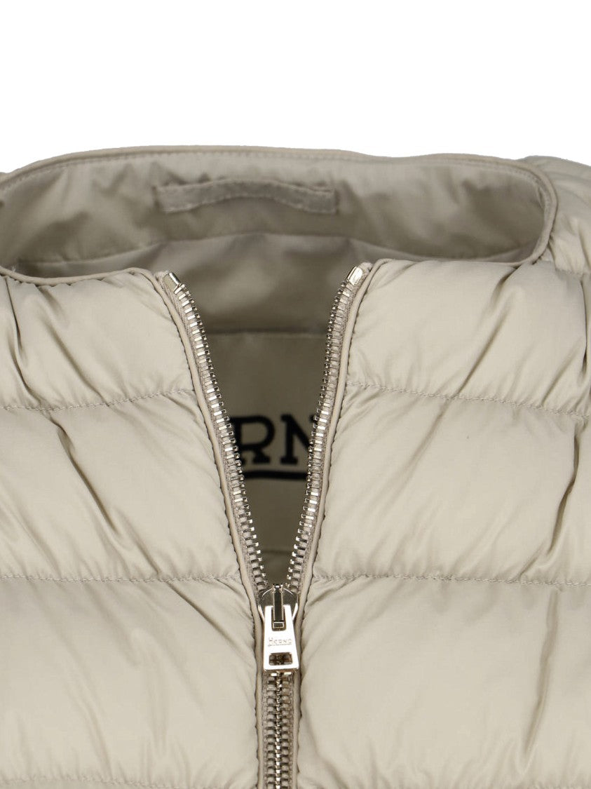 Herno White Jacket With Structured Silhouette And High Collar