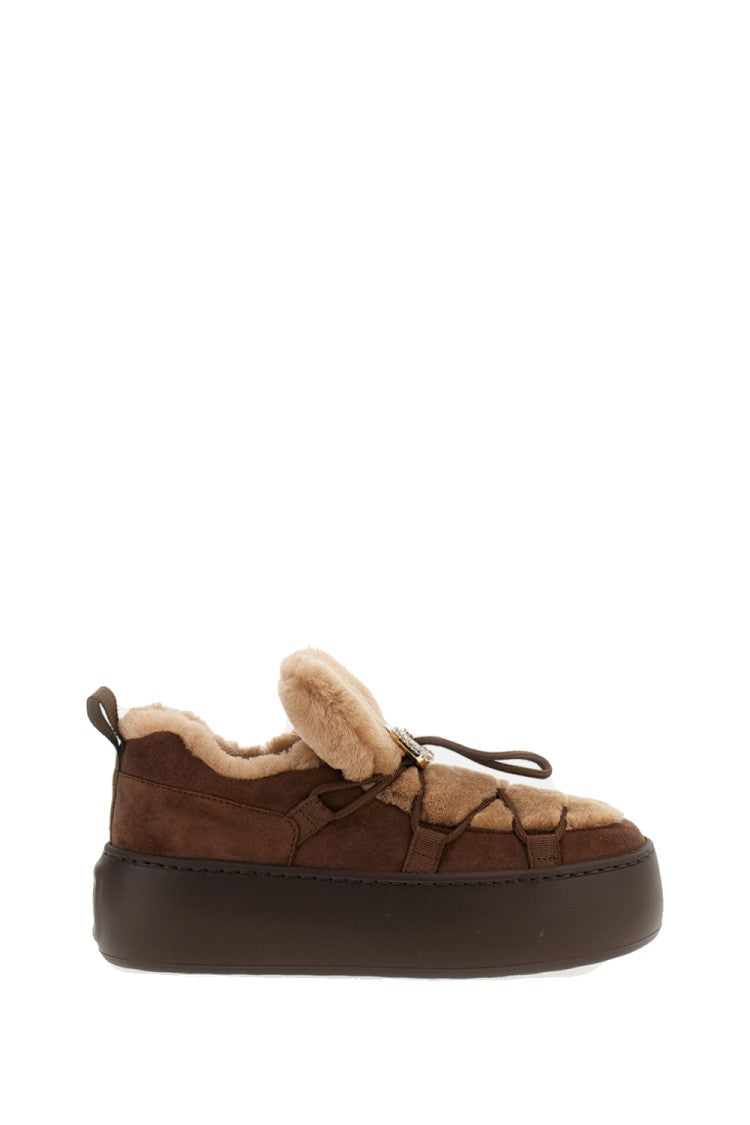 Roger Vivier Quilted Brown Sneakers With Decorative Buckle Detail