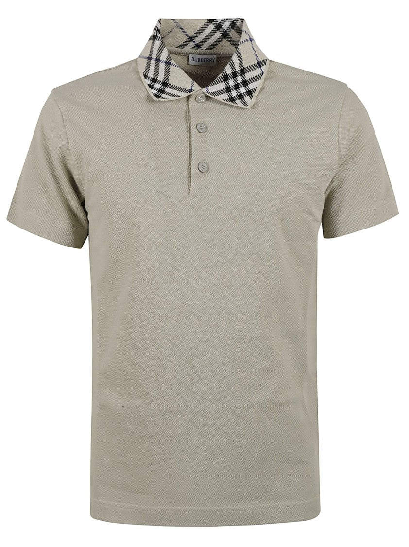 Burberry Short-Sleeve Polo Shirt With Checkered Collar