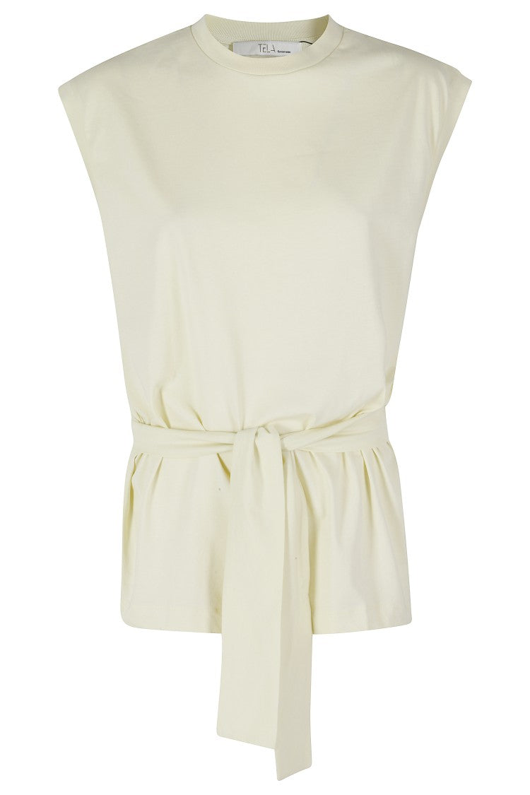 Tela Yellow Sacco Adjustable Ribbon Cotton T-Shirt
