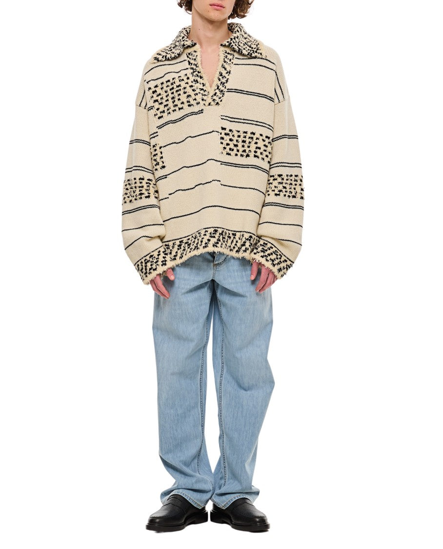 Bottega Veneta Textured Stripes Polo Sweater