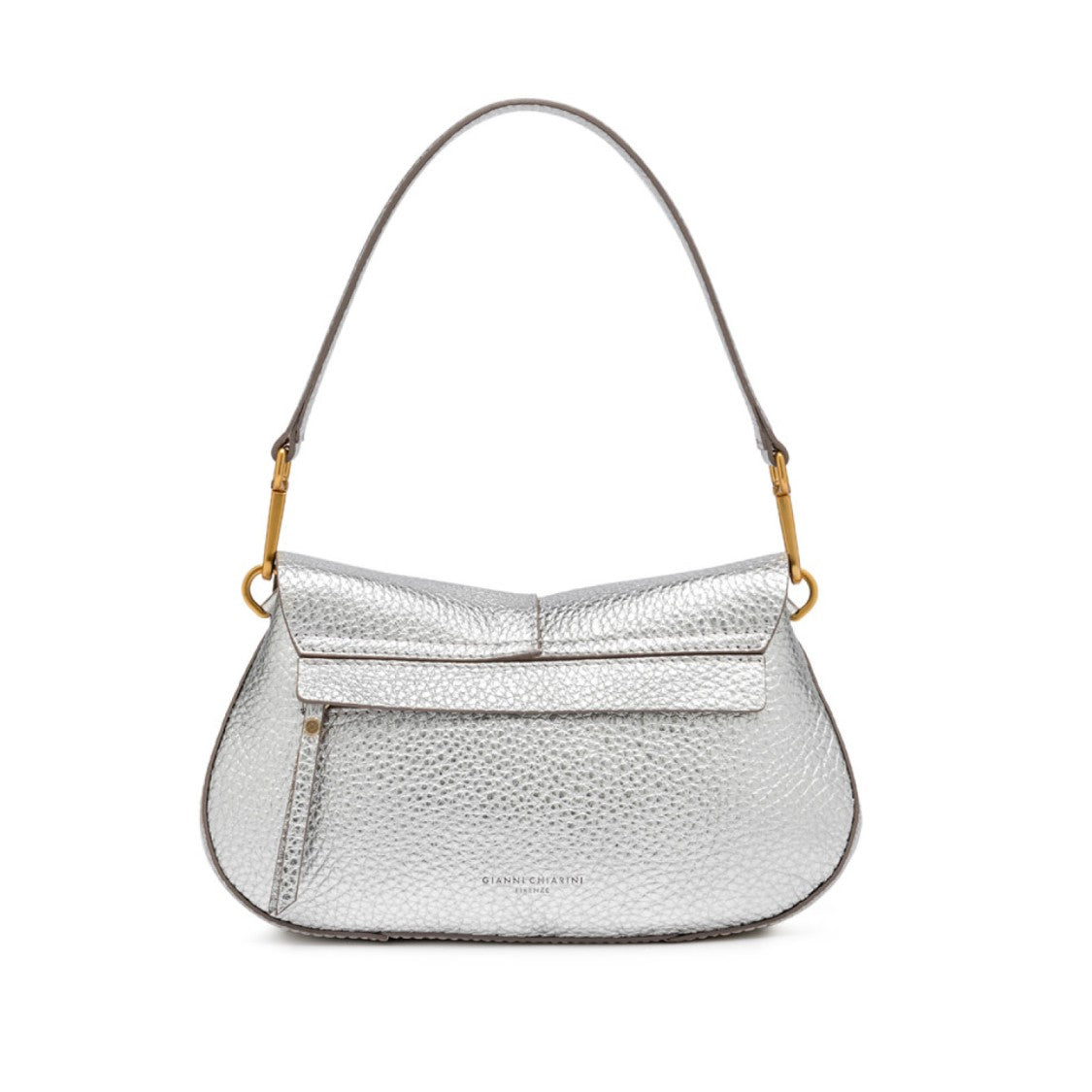 Gianni Chiarini Helena Shoulder Bag In Silver Leather