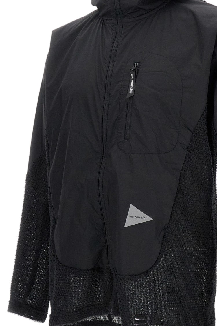 And Wander Hooded Black Jacket With Fleece Inserts And Zip Detailing