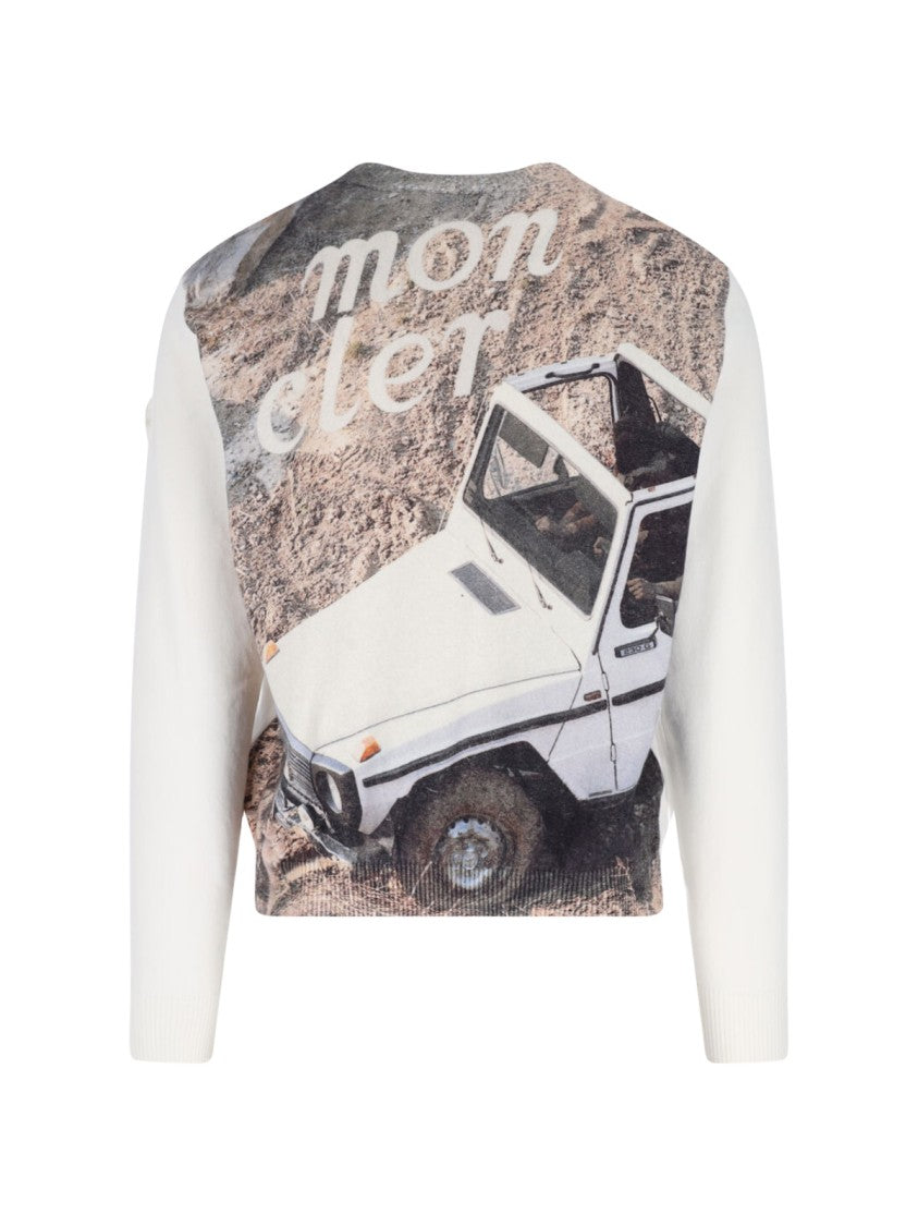 Moncler Genius Nigo Logo Crew Neck Sweatshirt, In White Cotton