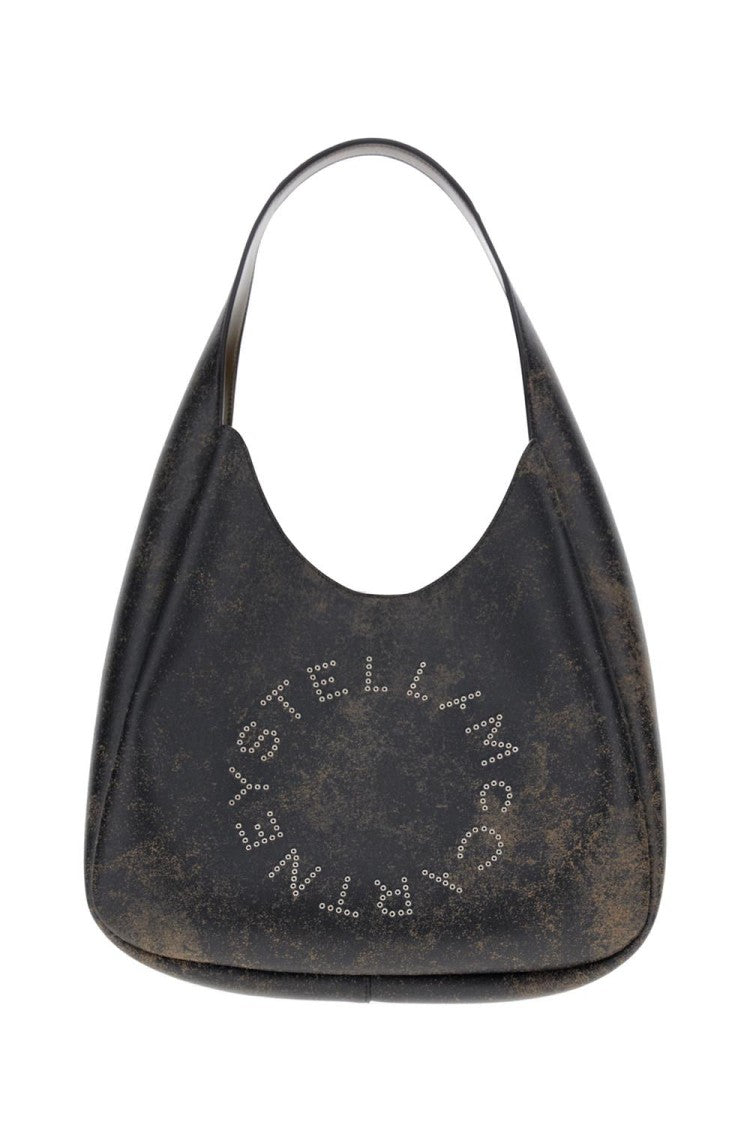 Stella Mccartney Suede Hobo Bag With Circular Logo And Metal Closure