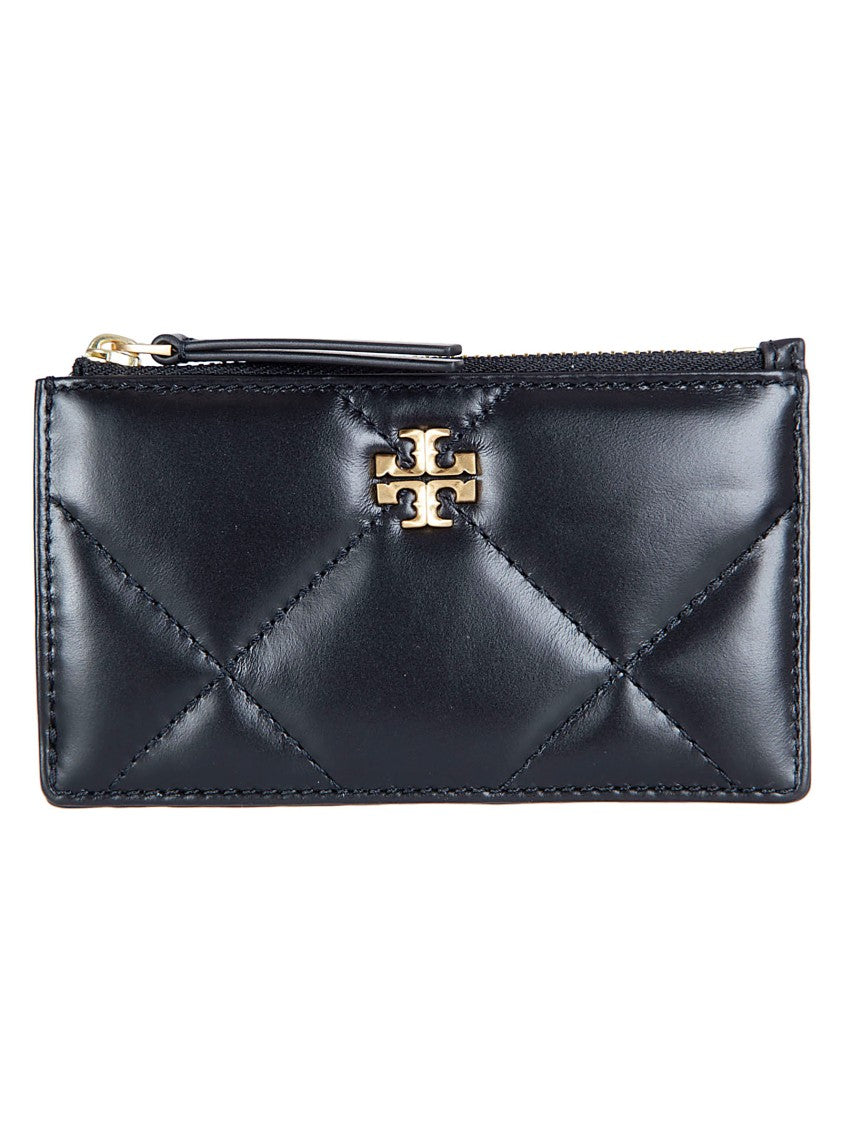 Tory Burch Rectangular Black Leather Wallet With Zip Closure And Double T Emblem