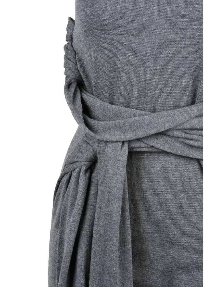 J. W. Anderson Long Knit Dress With Asymmetrical Hemline And Sculptural Belt