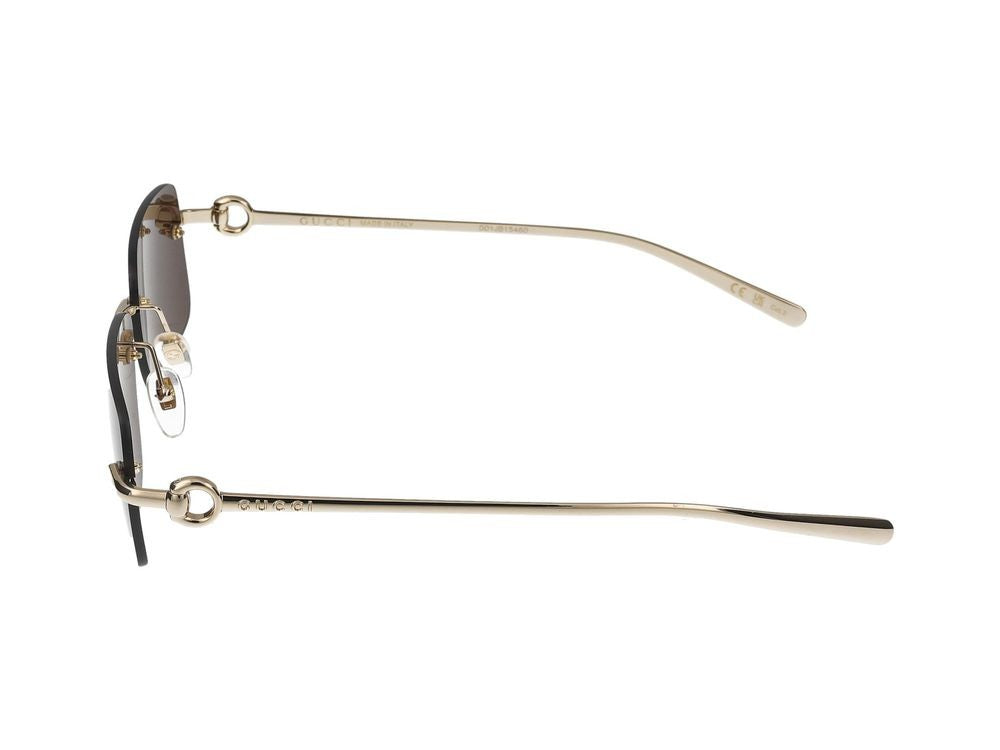 Gucci Rimless Square Sunglasses With Polished Gold Frame