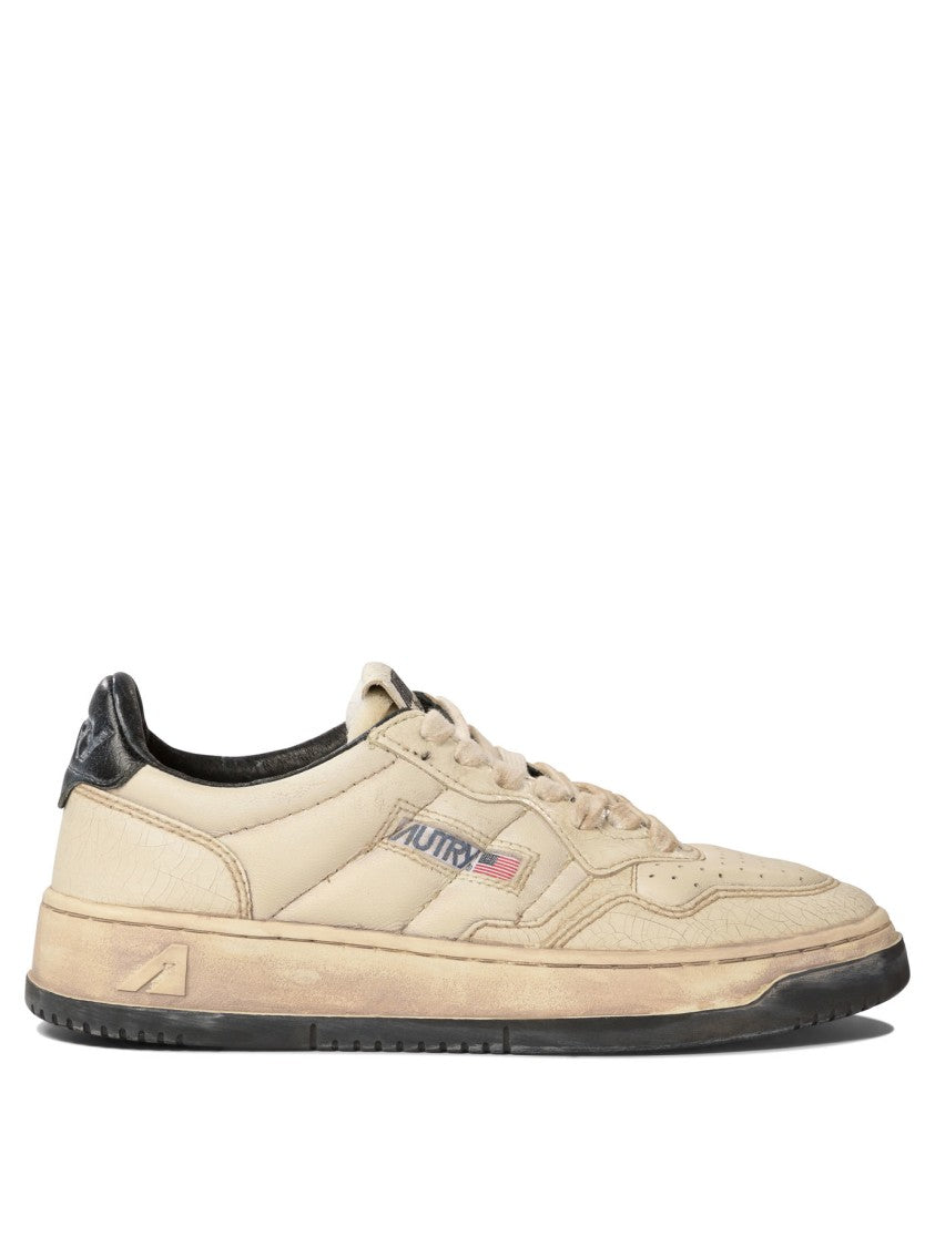 Autry Vintage-Inspired Leather Sneakers With Contrast Rubber Sole