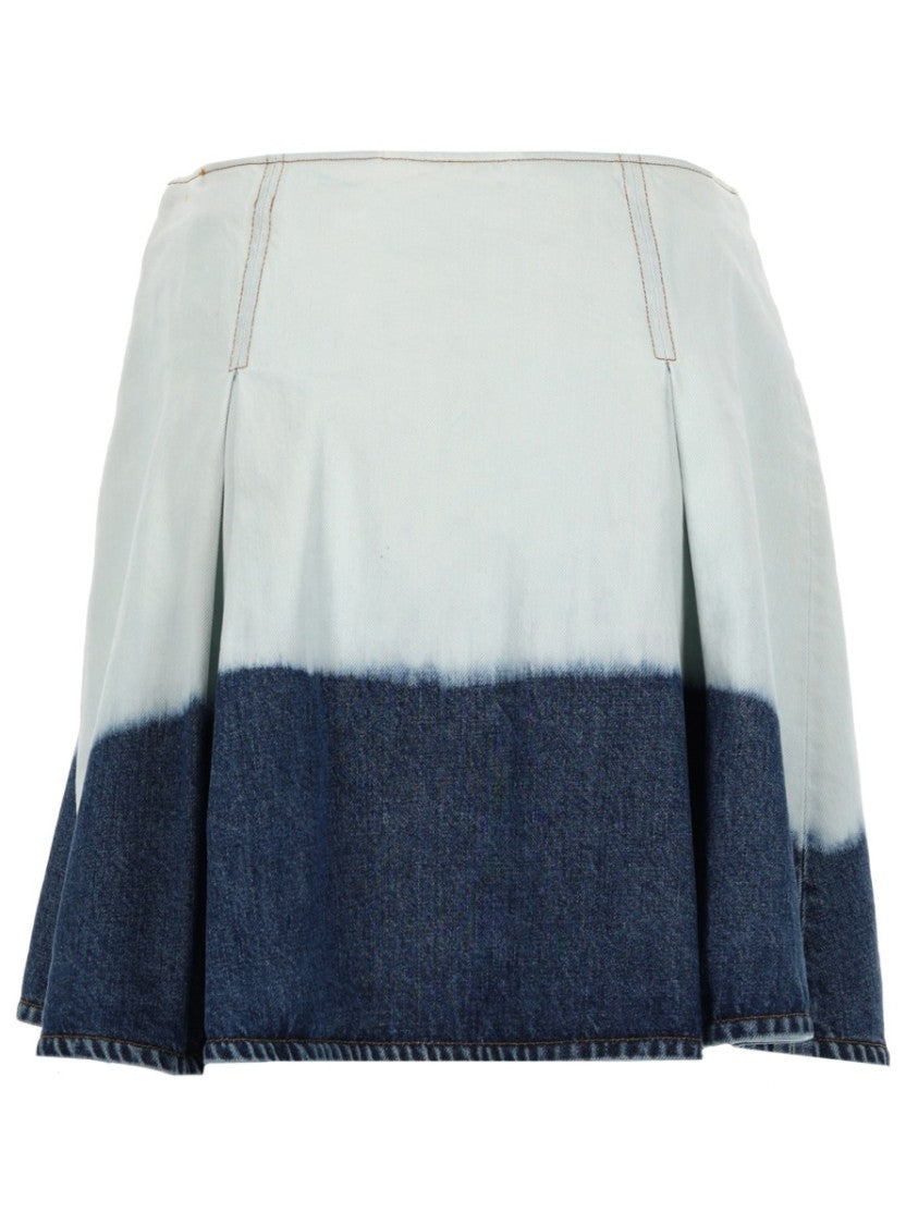 Marni Two-Tone Denim Midi Skirt With Flared Silhouette
