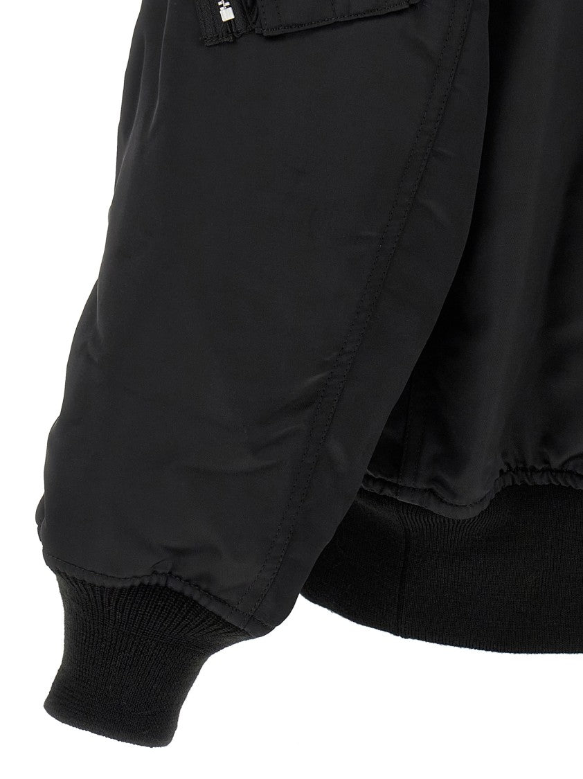 Comme Des Garçons Nylon Bomber Jacket With Ribbed Knit Cuffs And Padded Lining