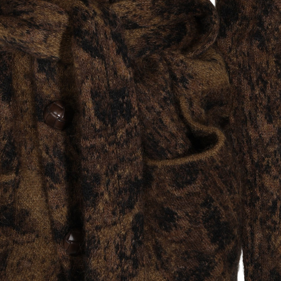 Etro Textured Shawl Collar Sweater With Abstract Pattern And Belted Waist