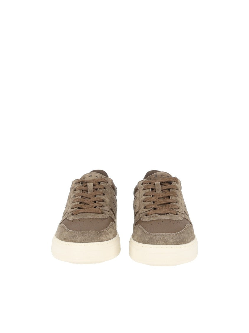 Hogan Taupe H668 Calfskin Low-Top Sneakers