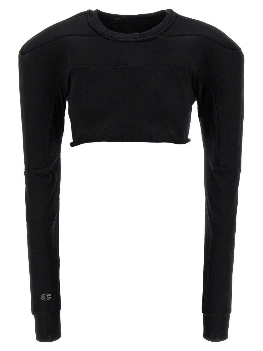 Rick Owens Cropped Black Scuba-Insert Sweater