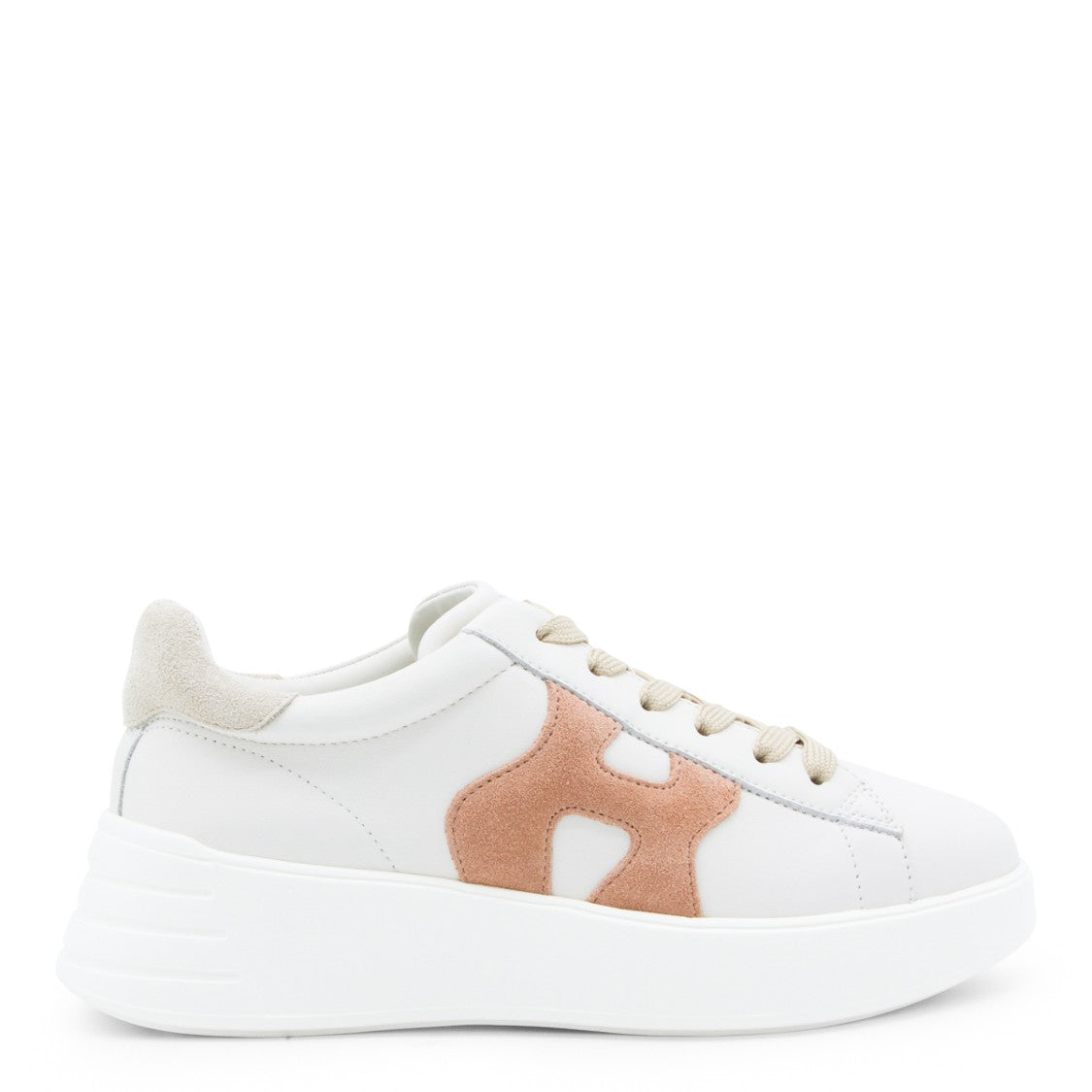 Hogan White Leather Sneakers With Suede Accent
