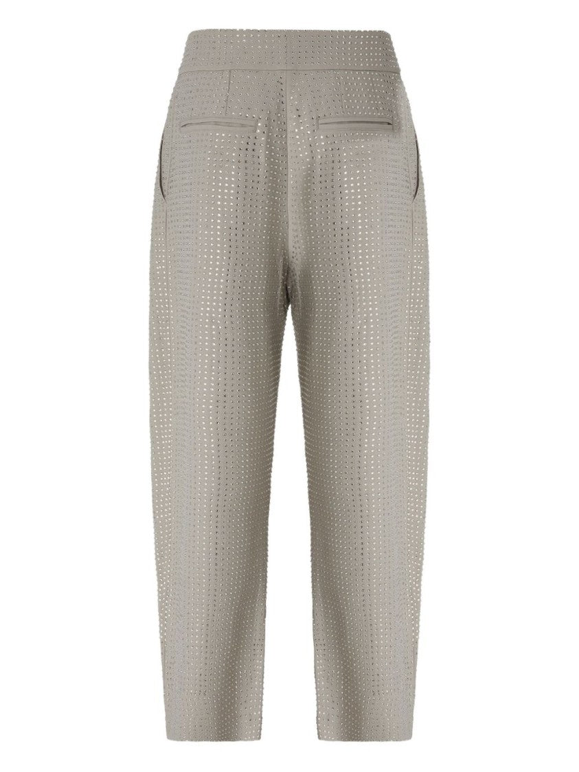 Pinko Wide-Leg Trousers With Rhinestone Embellishments