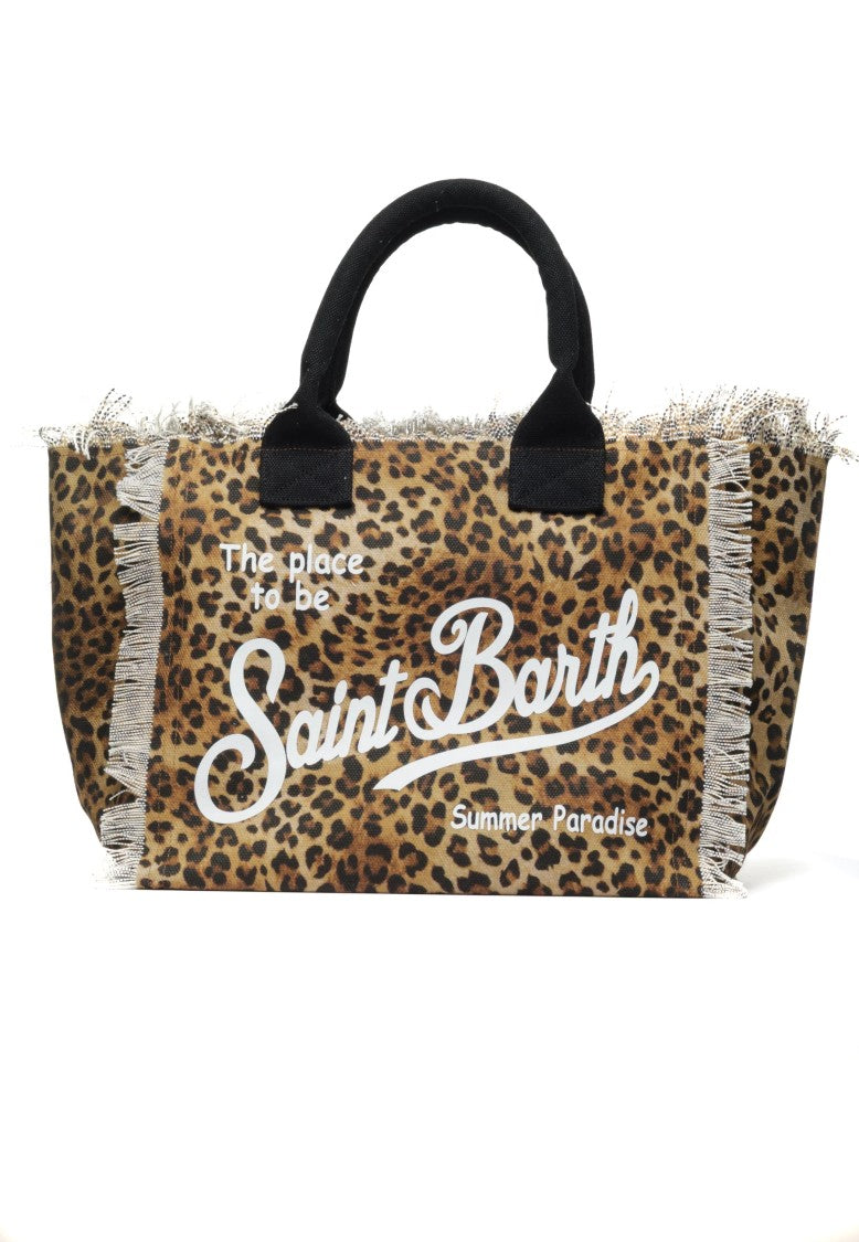 Mc2 Saint Barth Rectangular Tote Bag With Leopard Print