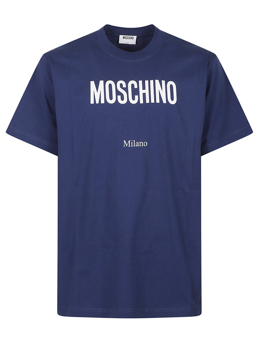 Moschino Blue Logo Print Cotton T-Shirt