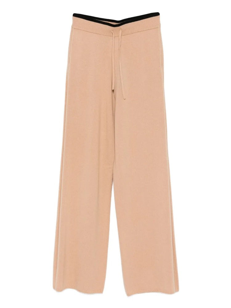 Pinko Wide-Leg Beige Trousers With Elastic Waistband And Drawstring