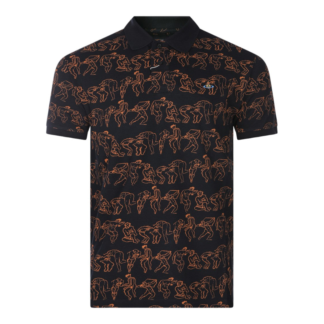 Vivienne Westwood Abstract Line Drawing Polo Shirt With Classic Collar
