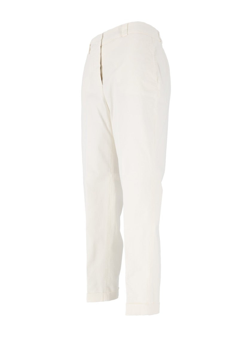 Peserico White Tailored Straight-Leg Formal Pants