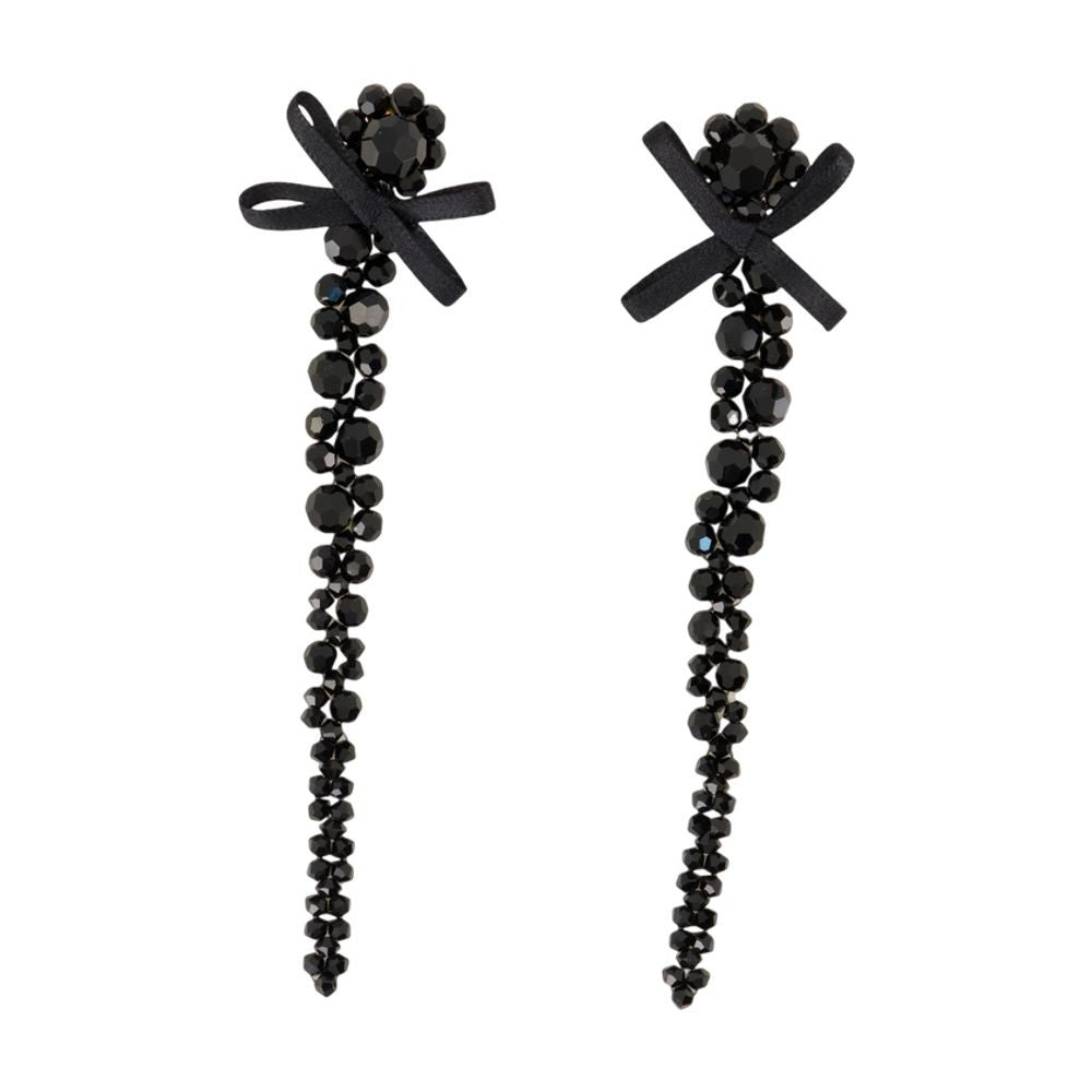 Simone Rocha Petite Bow Drip Earrings - Crystal - Black