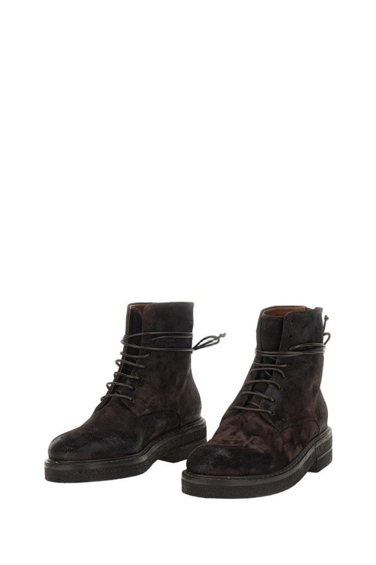 Marsèll Dark Brown Parrucca Rear-Zip Reverse Leather Ankle Boots