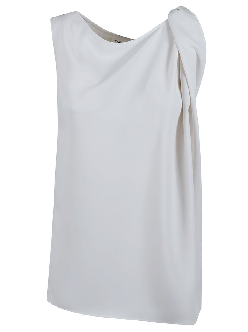 P.A.R.O.S.H. Draped White Top With Unique Knot Detail