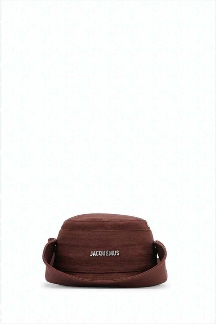 Jacquemus Structured Bucket Hat With Deep Brown Tone And Embroidered Branding