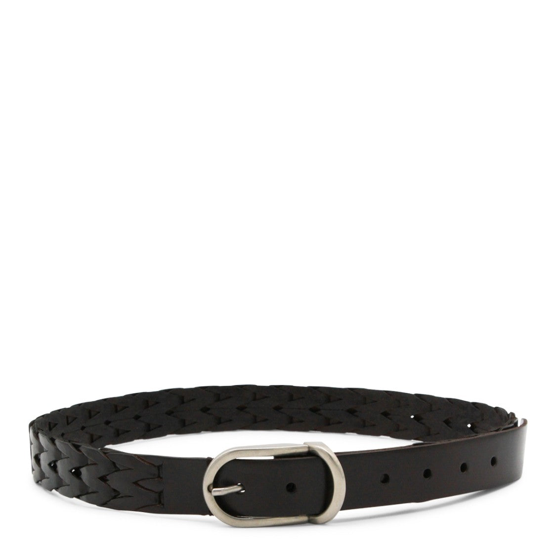 Brunello Cucinelli Black Leather Twisted Belt