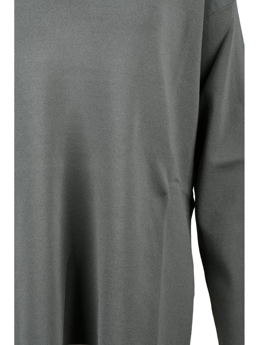 Alpha Studio Sage Green Viscose Nylon Asymmetric Knit Top