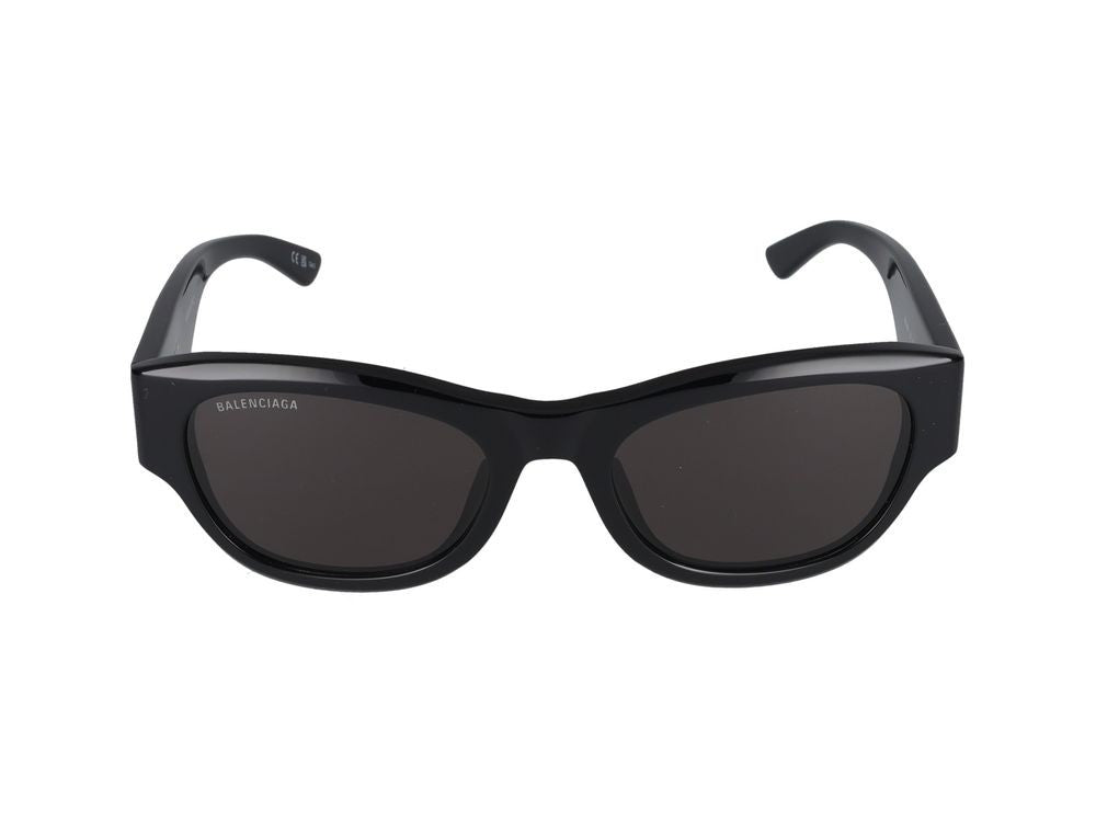 Balenciaga Black Glossy Acetate Design Oversized Square Sunglasses