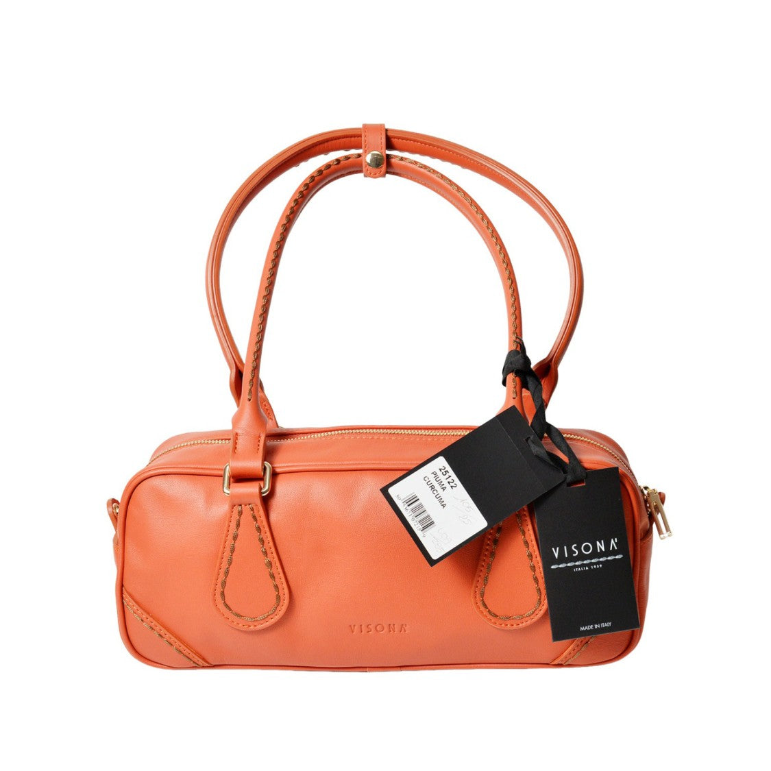 Plinio Visona' Smooth Leather Bauletto Bag With Dual Handles