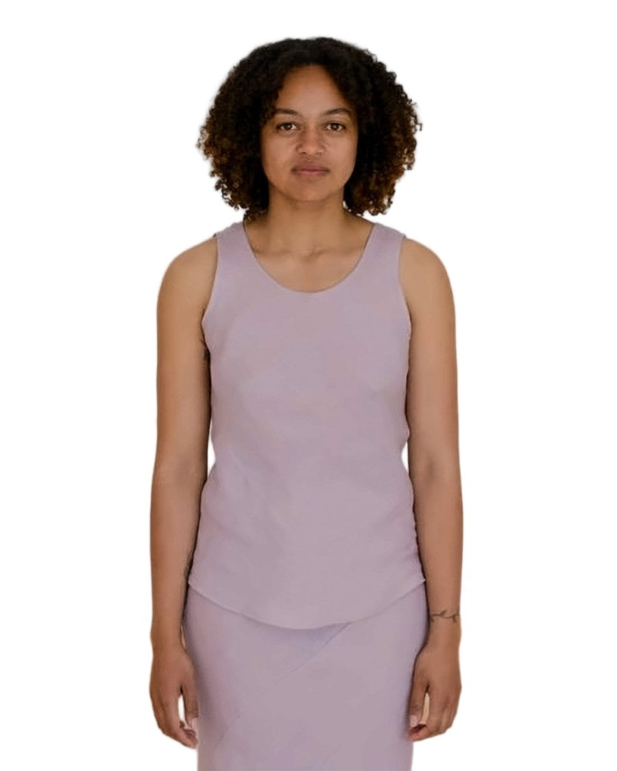 Baserange Sleeveless Linen Tank Top In Soft Lavender With Relaxed Fit