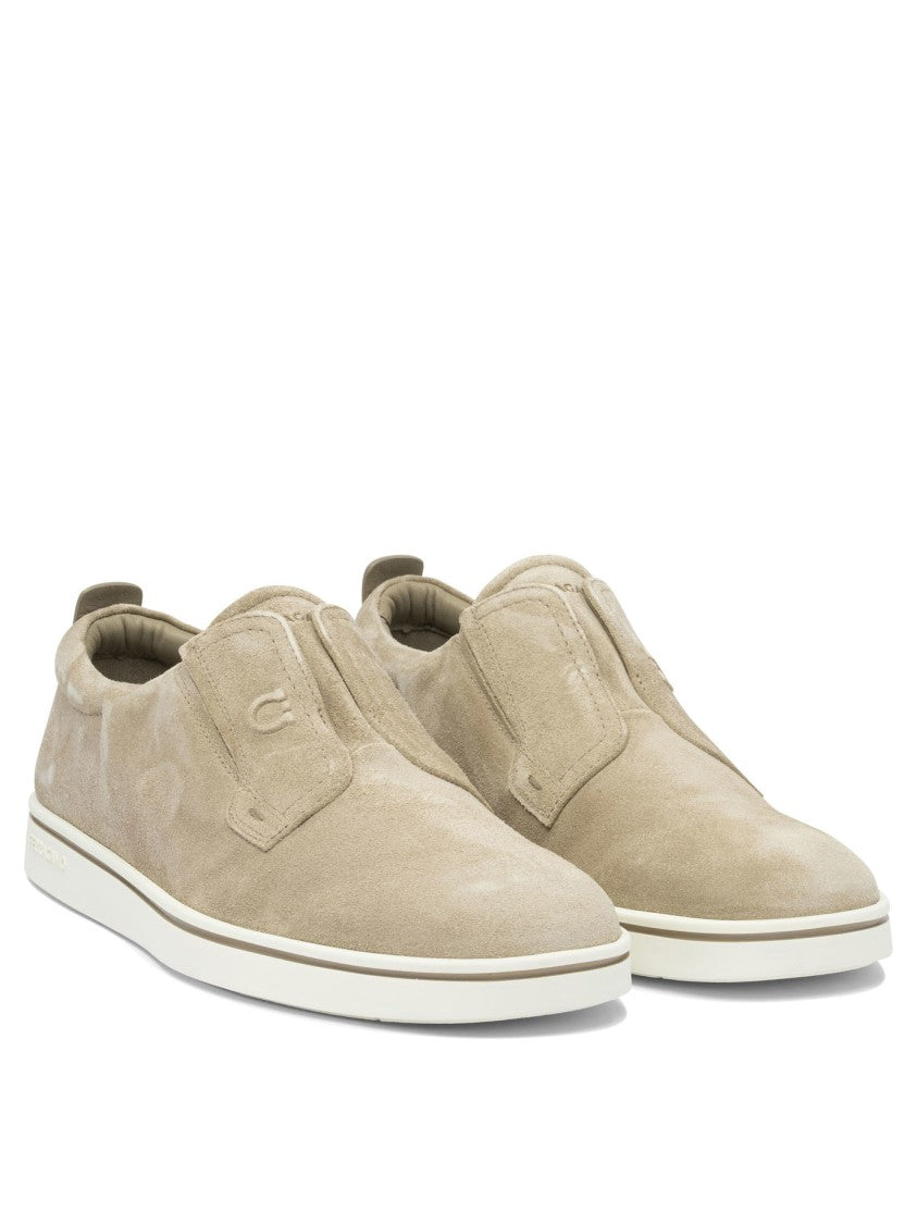 Ferragamo Beige Suede Loafers With Rubber Sole