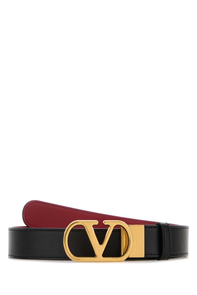 Valentino Garavani Black Leather Reversibile Belt