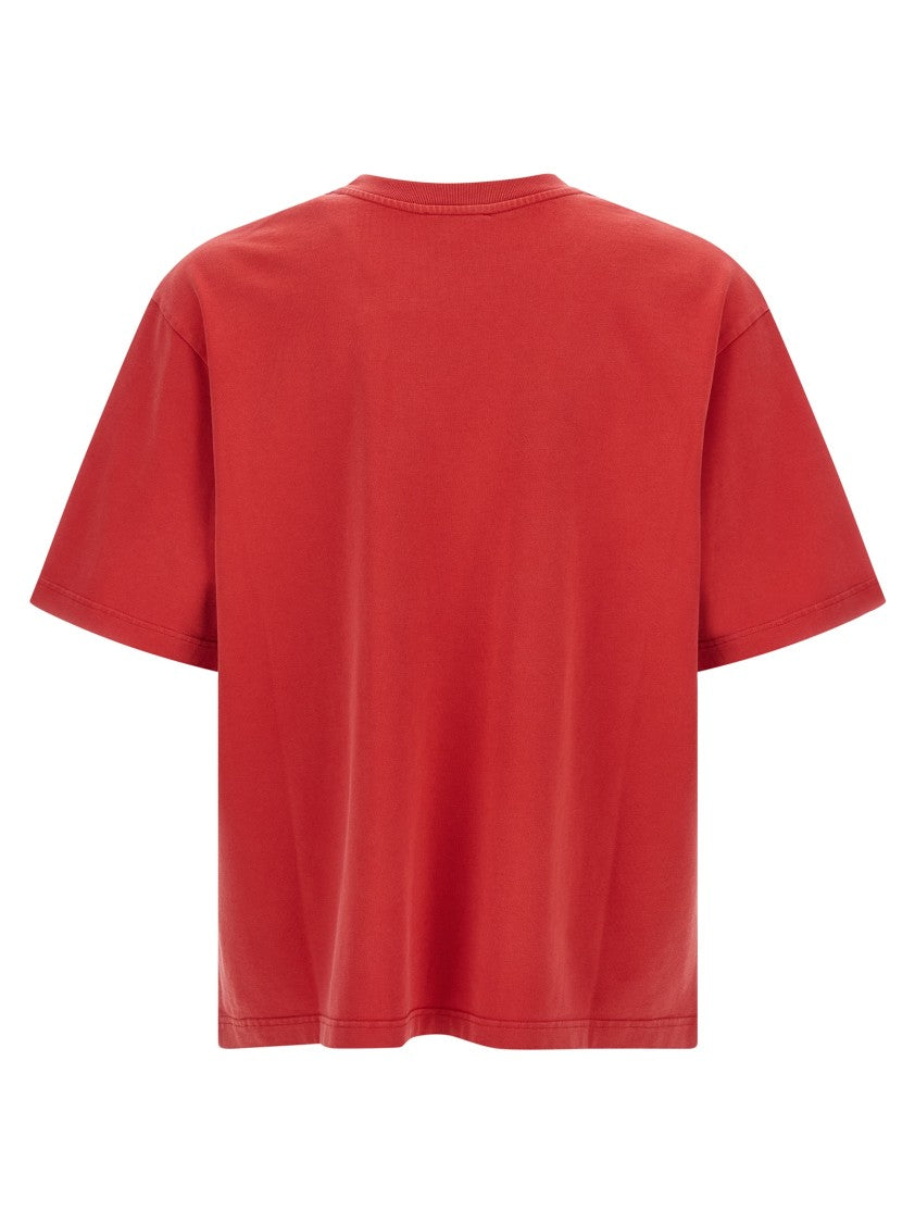 Casablanca Oversized Red Cotton T-Shirt With Graphic Front Print