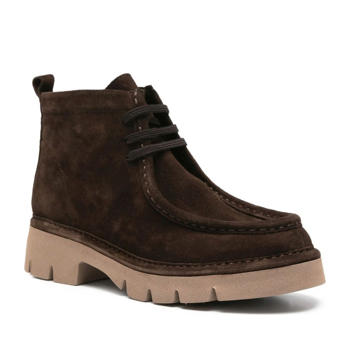 Sergio Moretti Brown Moccasin-Style Chunky Sole Suede Boots