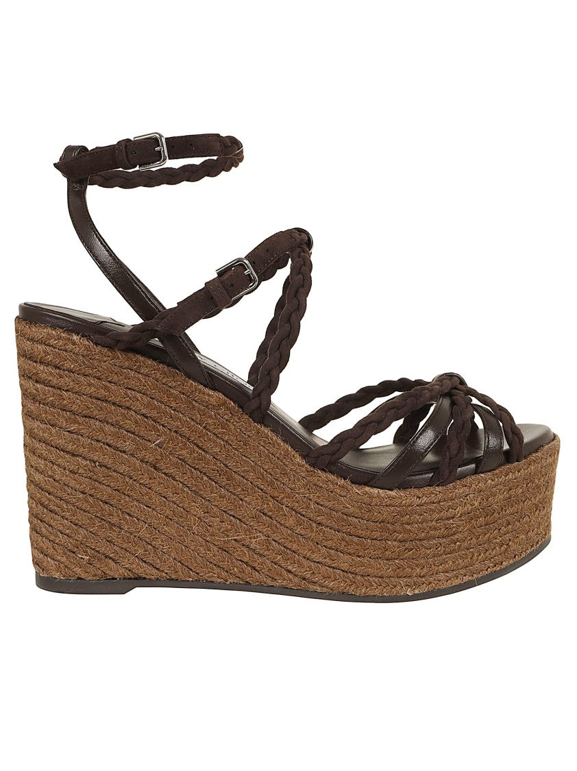 Jimmy Choo Woven Intrecciato Sandal With 100 Mm Wedge