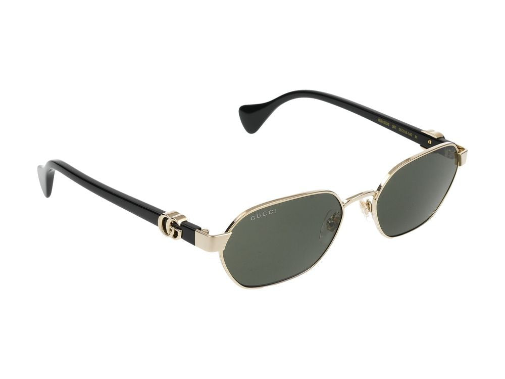 Gucci Gold Geometric Metal Frame Sunglasses