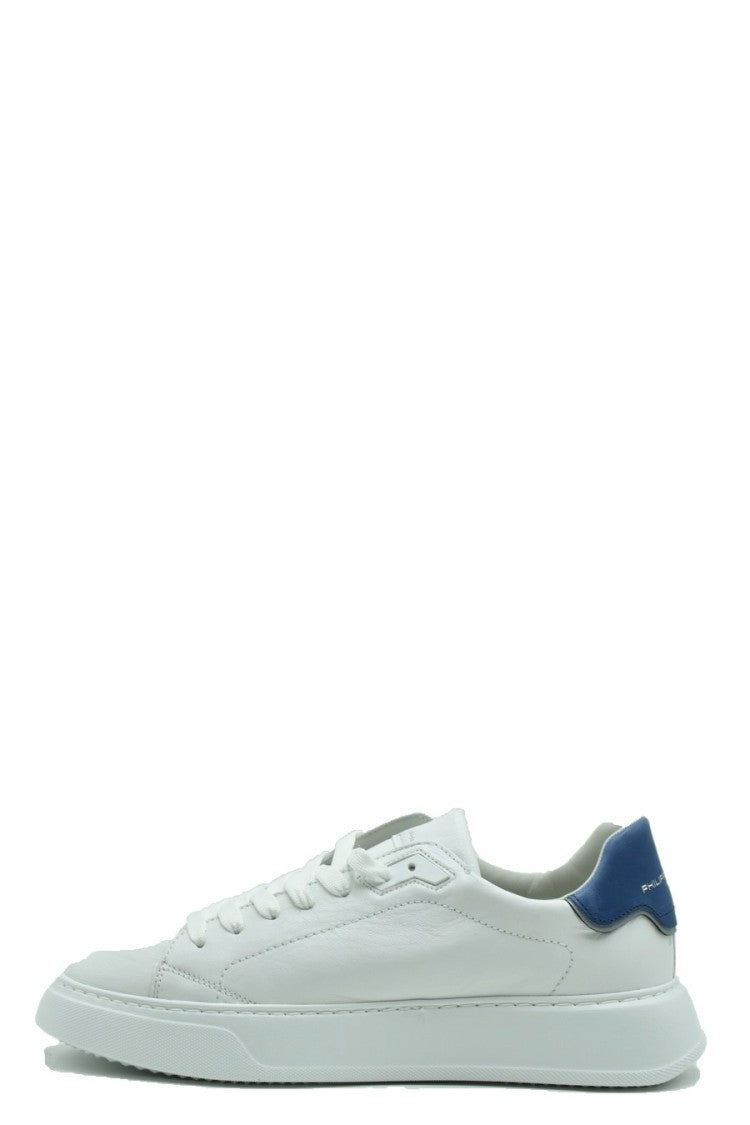 Philippe Model White Leather Contrast-Heel Sneaker