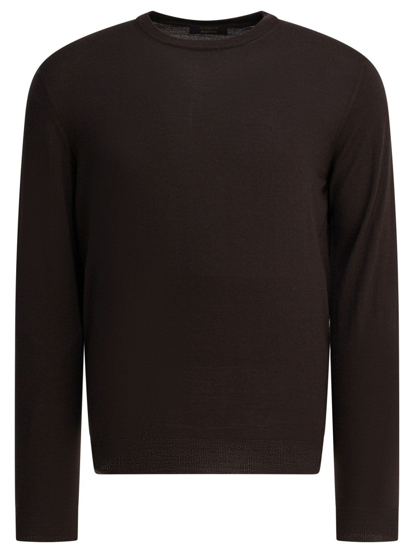 Zanone Fitted Brown Knit Sweater