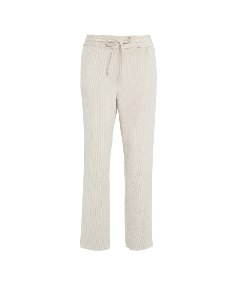 Gender Straight-Cut Corduroy Trousers With Drawstring Waist