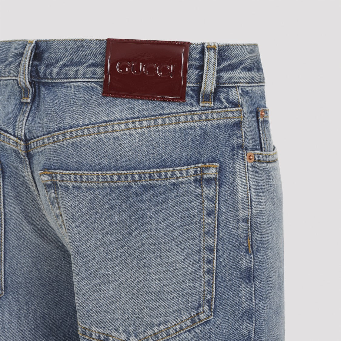 Gucci Mid-Blue Straight-Leg Jeans With Subtle Fading