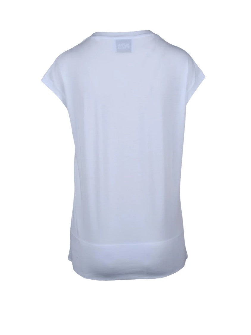 Alpha Studio White V-Neck Stretch Cotton T-Shirt