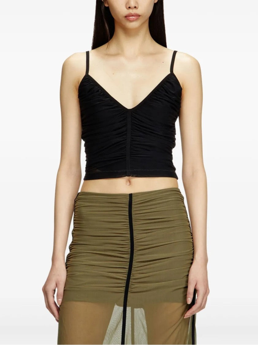 Diesel Fitted Black V-Neck Top