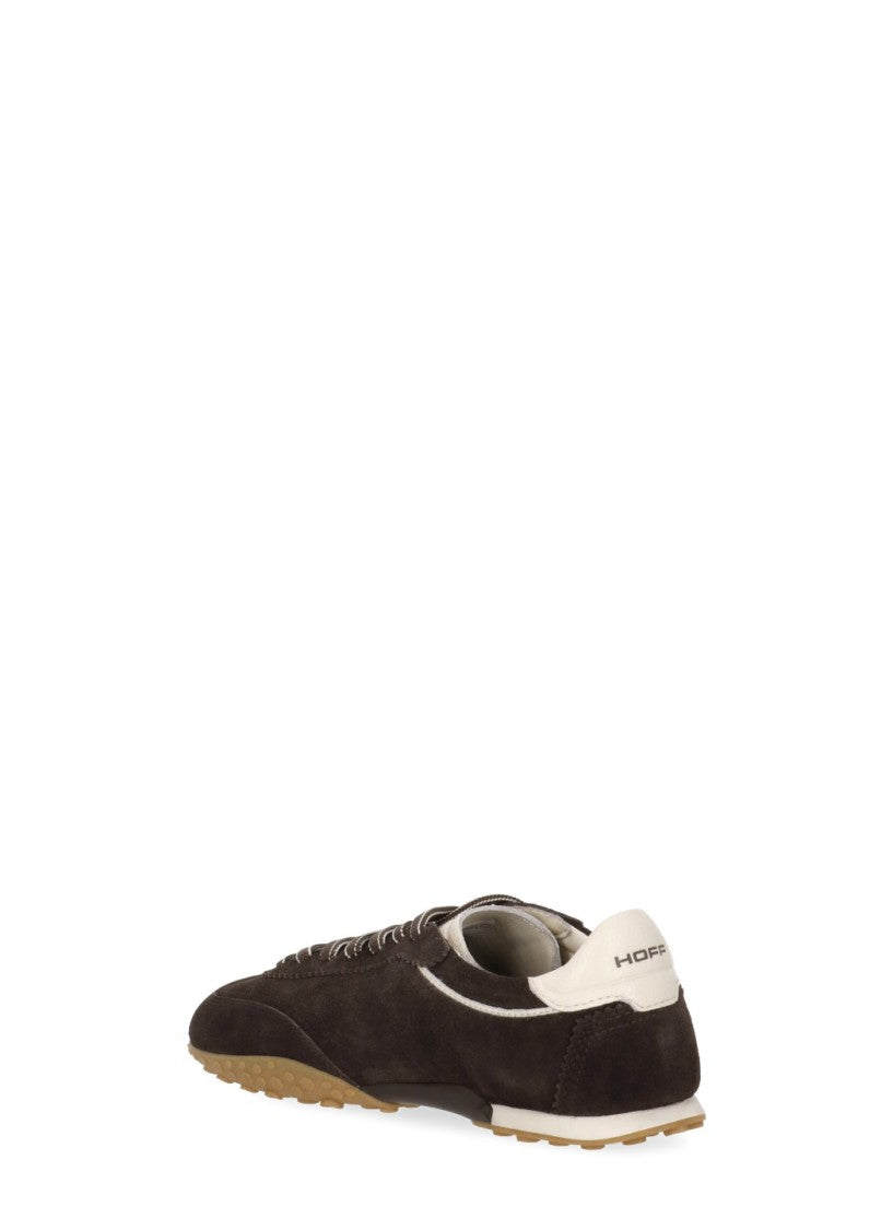 Hoff Brown Low-Profile Gold Detail Suede Sneakers