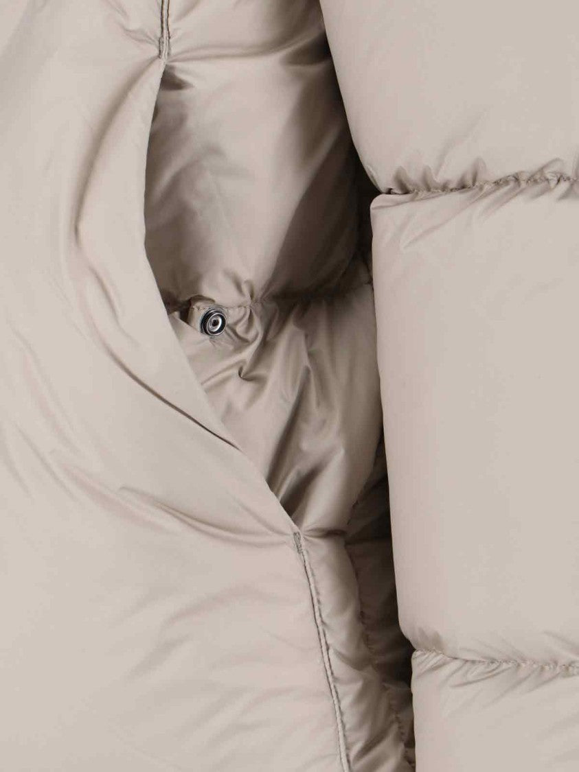 K-Way Beige Minimalist Jacket With Front Zipper Closure