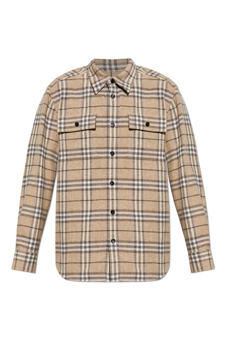 Burberry Plaid Wool Shirt With Button-Down Front